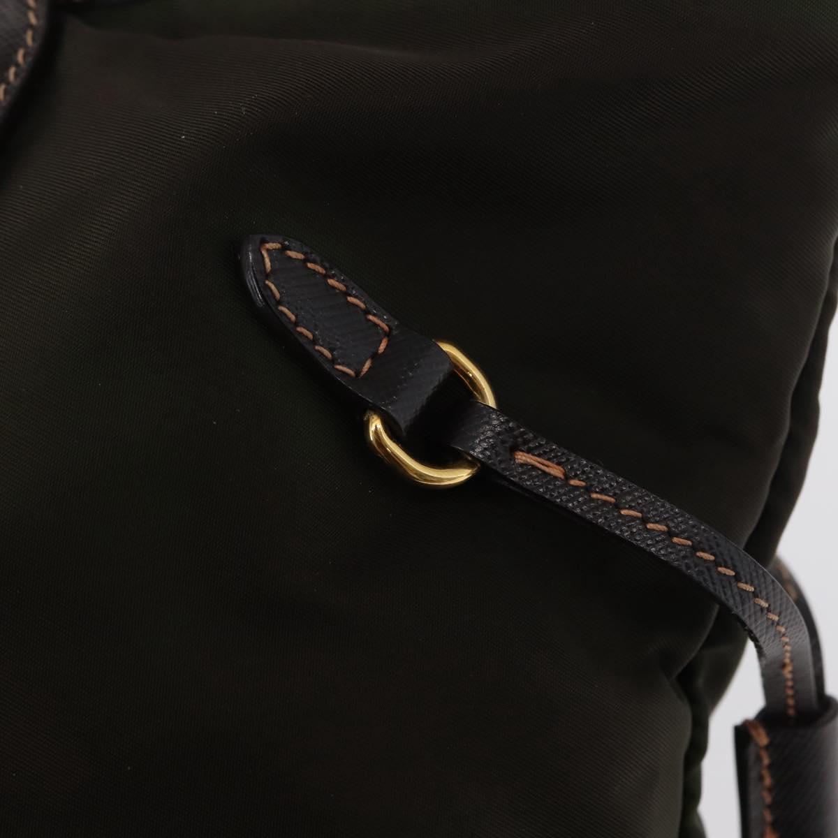 PRADA Tote Bag Nylon Green Gold Auth bs32718