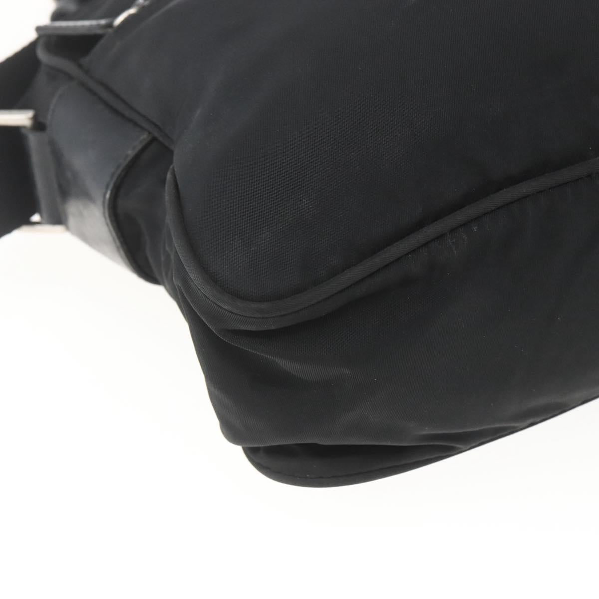 PRADA Shoulder Bag Nylon Black Silver Auth bs32720