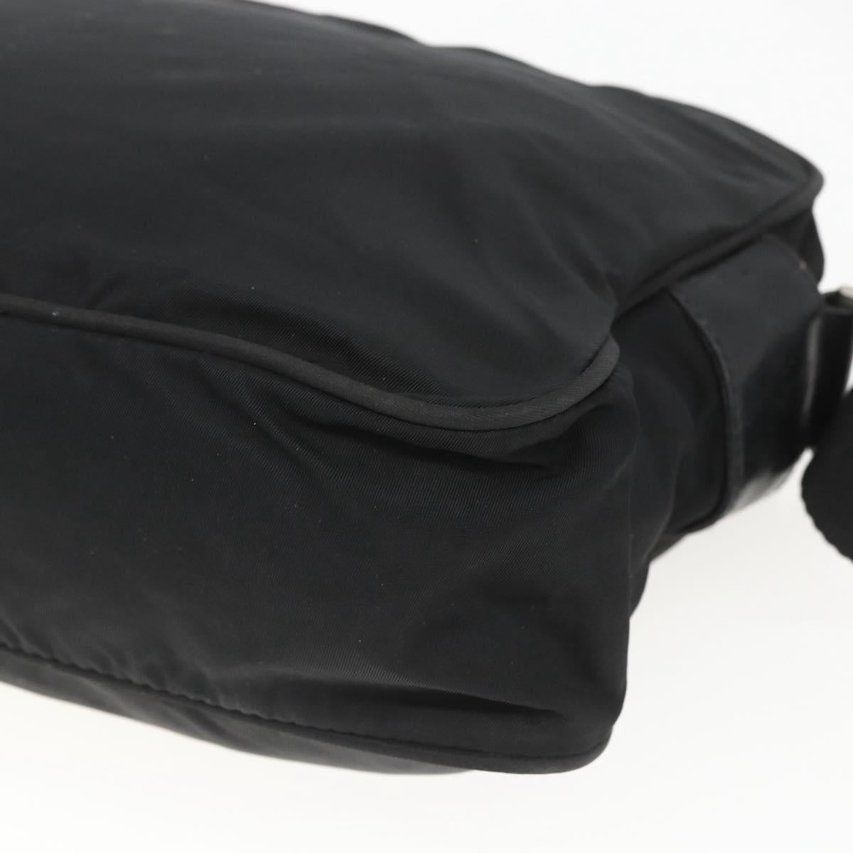 PRADA Shoulder Bag Nylon Black Silver Auth bs32720