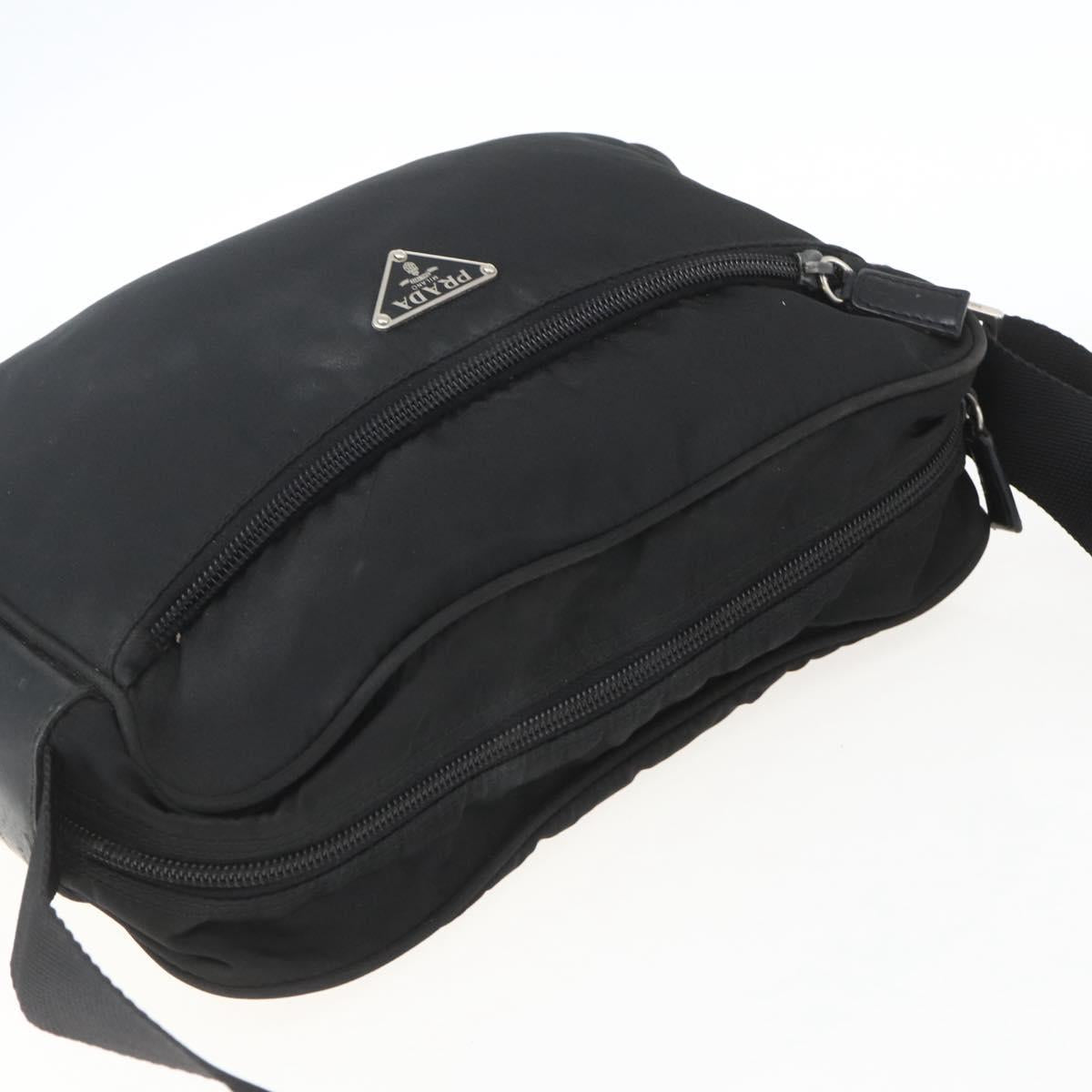 PRADA Shoulder Bag Nylon Black Silver Auth bs32720