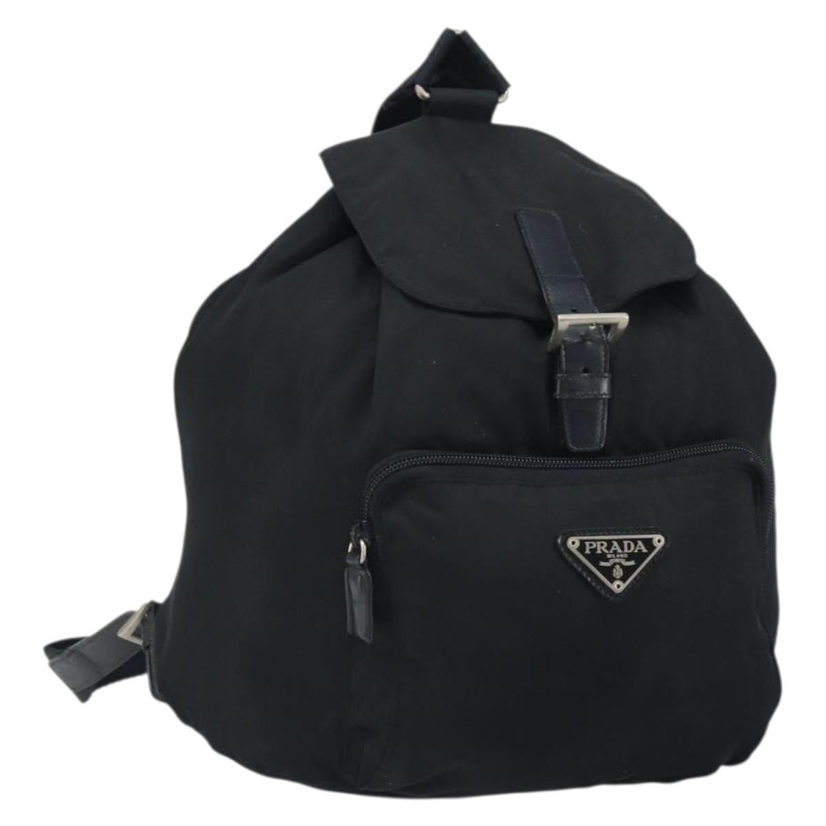 PRADA Backpack Nylon Black Silver Auth bs32721