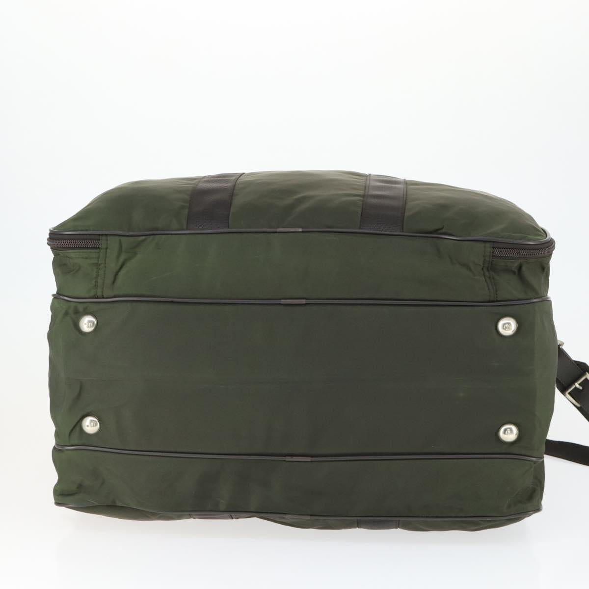 PRADA Boston Bag Nylon Green Silver Auth bs32723