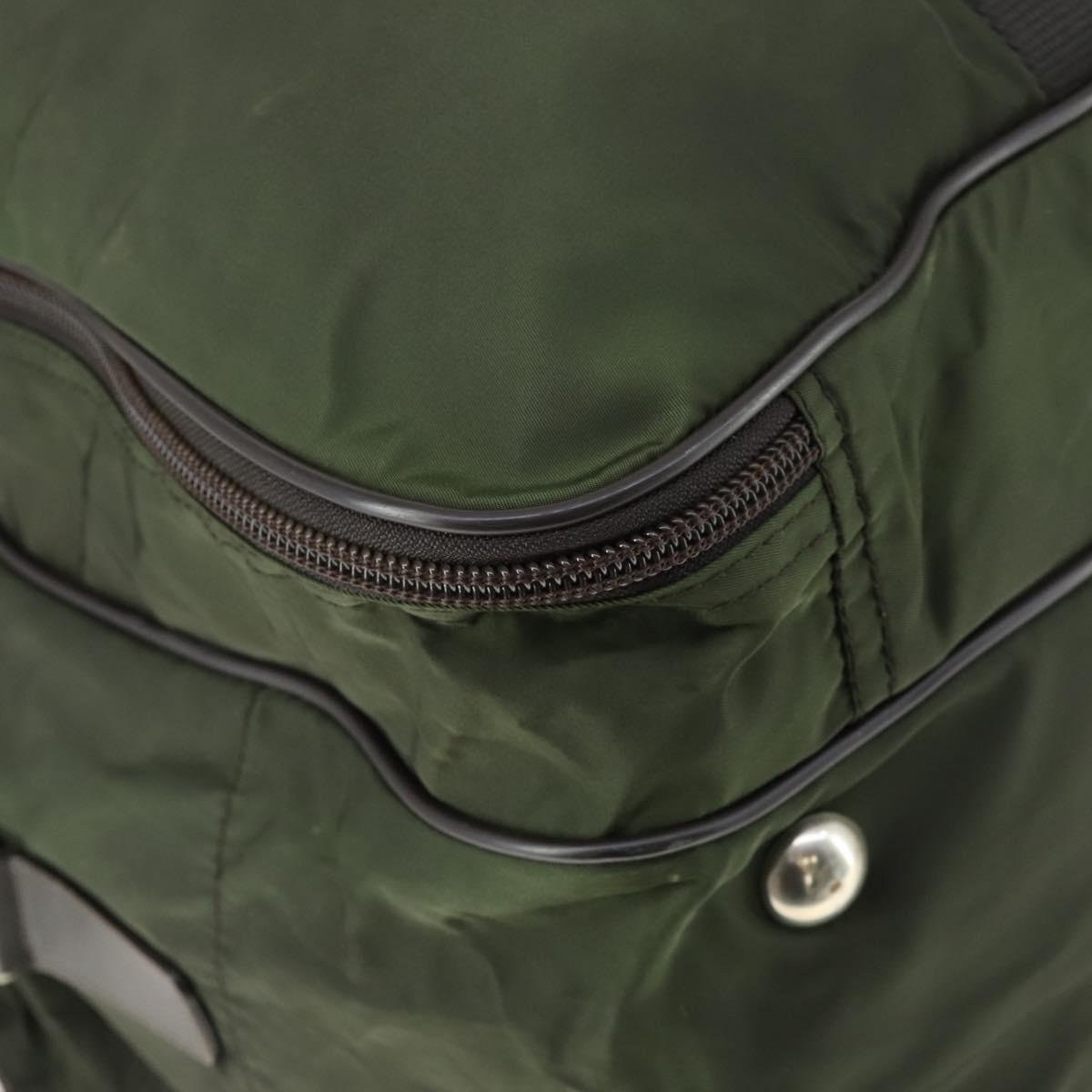 PRADA Boston Bag Nylon Green Silver Auth bs32723