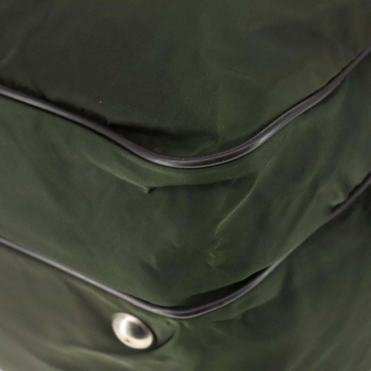 PRADA Boston Bag Nylon Green Silver Auth bs32723