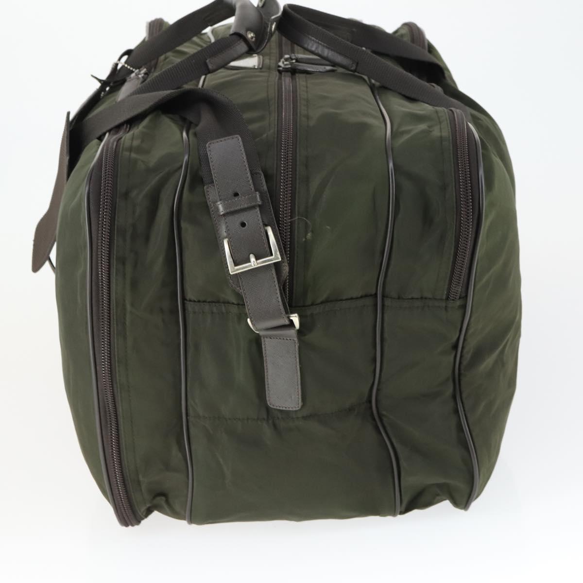 PRADA Boston Bag Nylon Green Silver Auth bs32723