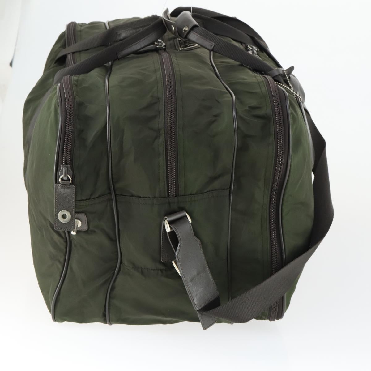 PRADA Boston Bag Nylon Green Silver Auth bs32723