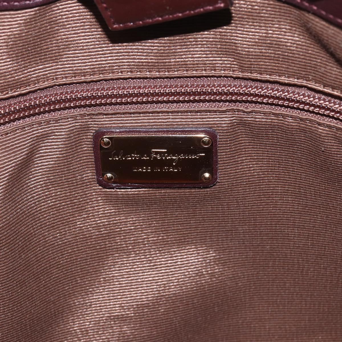 Salvatore Ferragamo Hand Bag Patent leather Brown Gold Auth bs32731