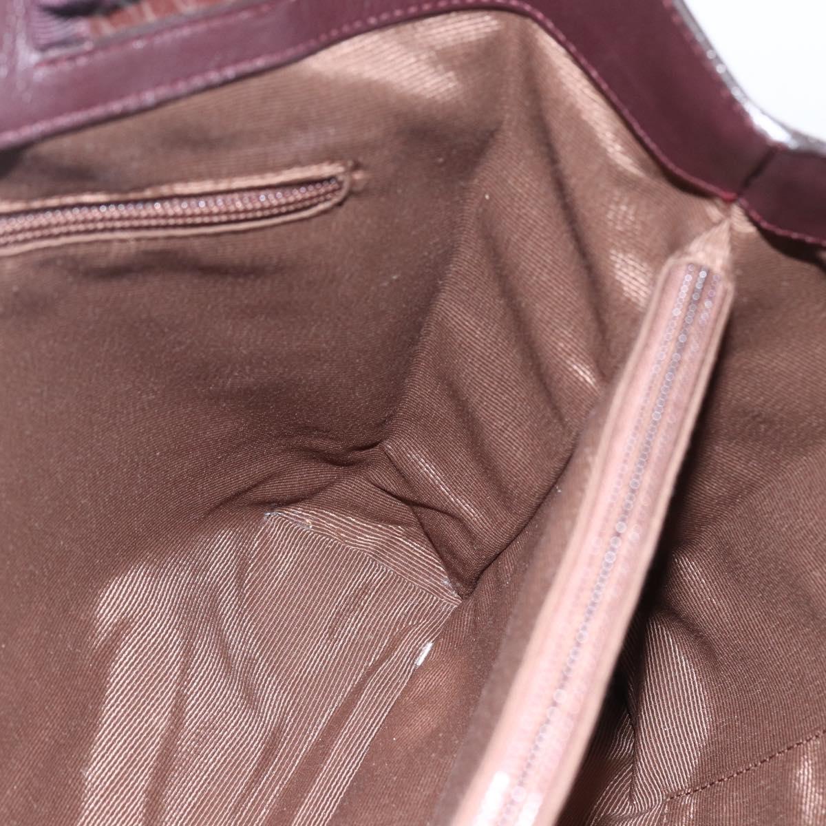 Salvatore Ferragamo Hand Bag Patent leather Brown Gold Auth bs32731