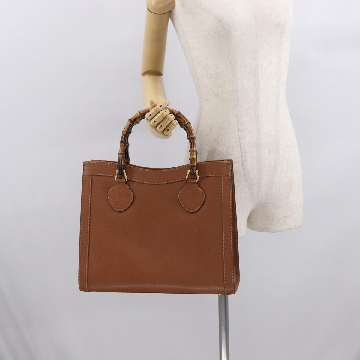 GUCCI Bamboo Hand Bag Leather Brown Gold 002 0260 2615 Auth bs32733