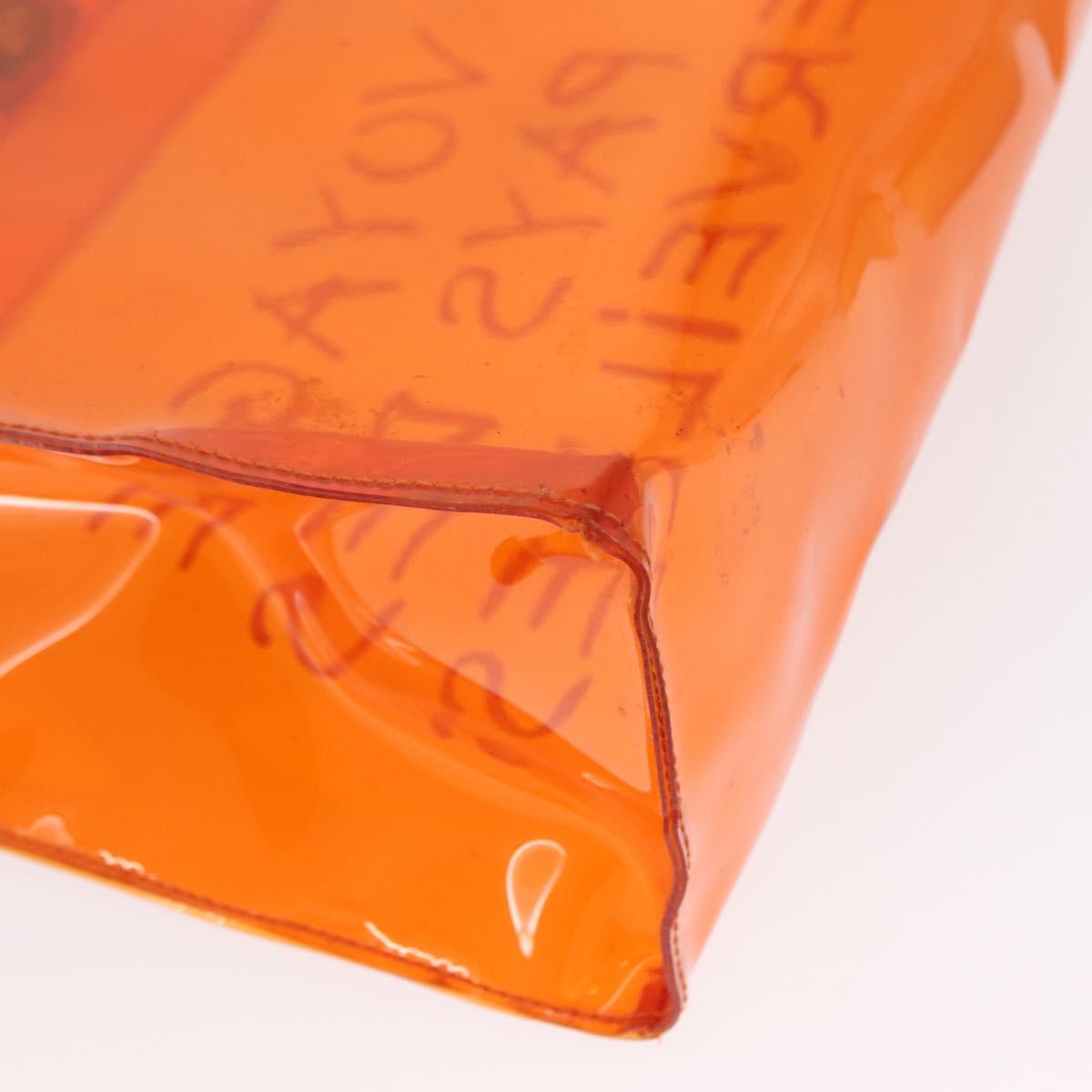 HERMES Vinyl Kelly Hand Bag Vinyl Orange Auth bs32736