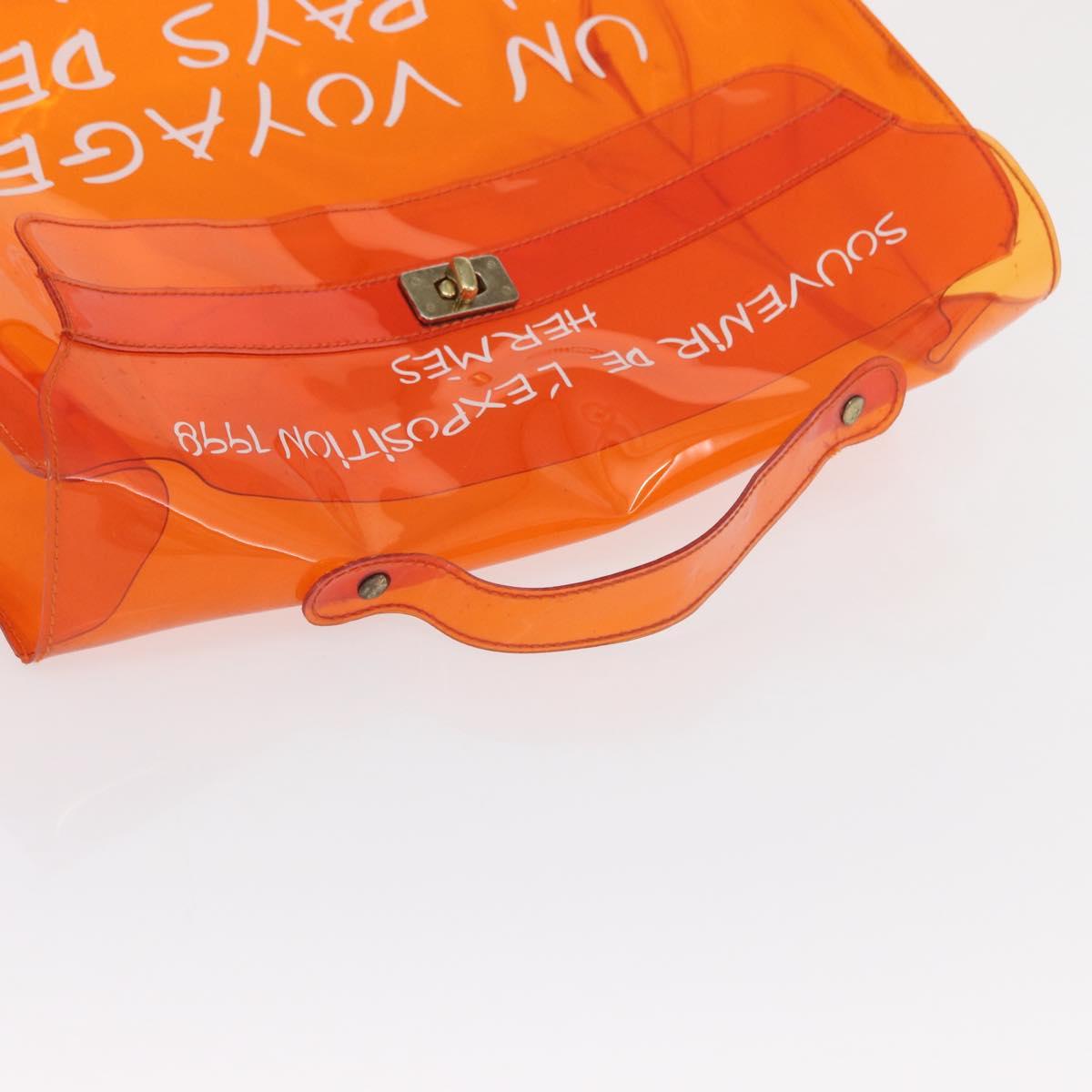 HERMES Vinyl Kelly Hand Bag Vinyl Orange Auth bs32736