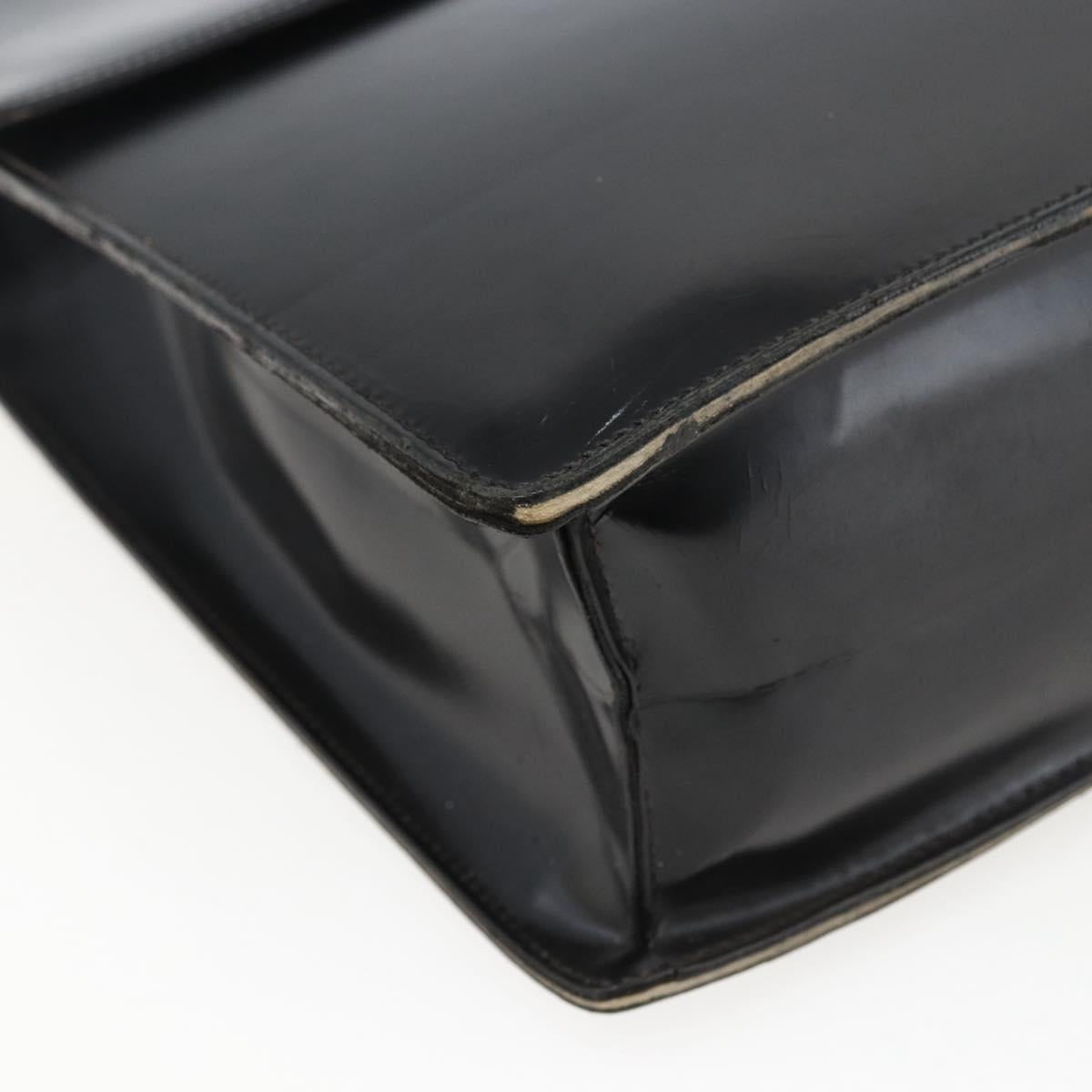 Salvatore Ferragamo Business Bag Leather Black Silver Auth bs32765