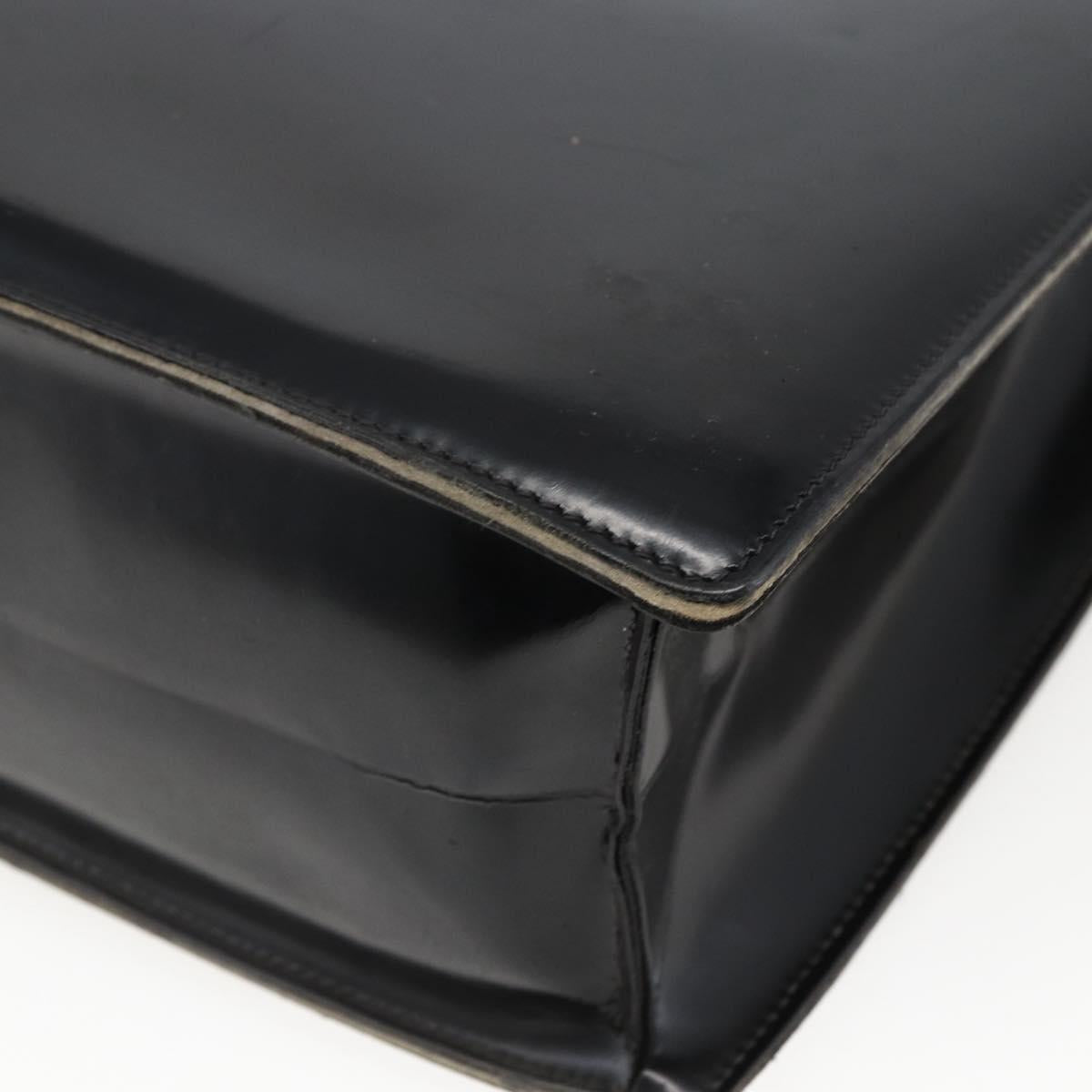 Salvatore Ferragamo Business Bag Leather Black Silver Auth bs32765