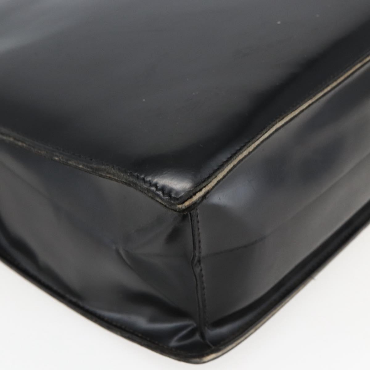 Salvatore Ferragamo Business Bag Leather Black Silver Auth bs32765