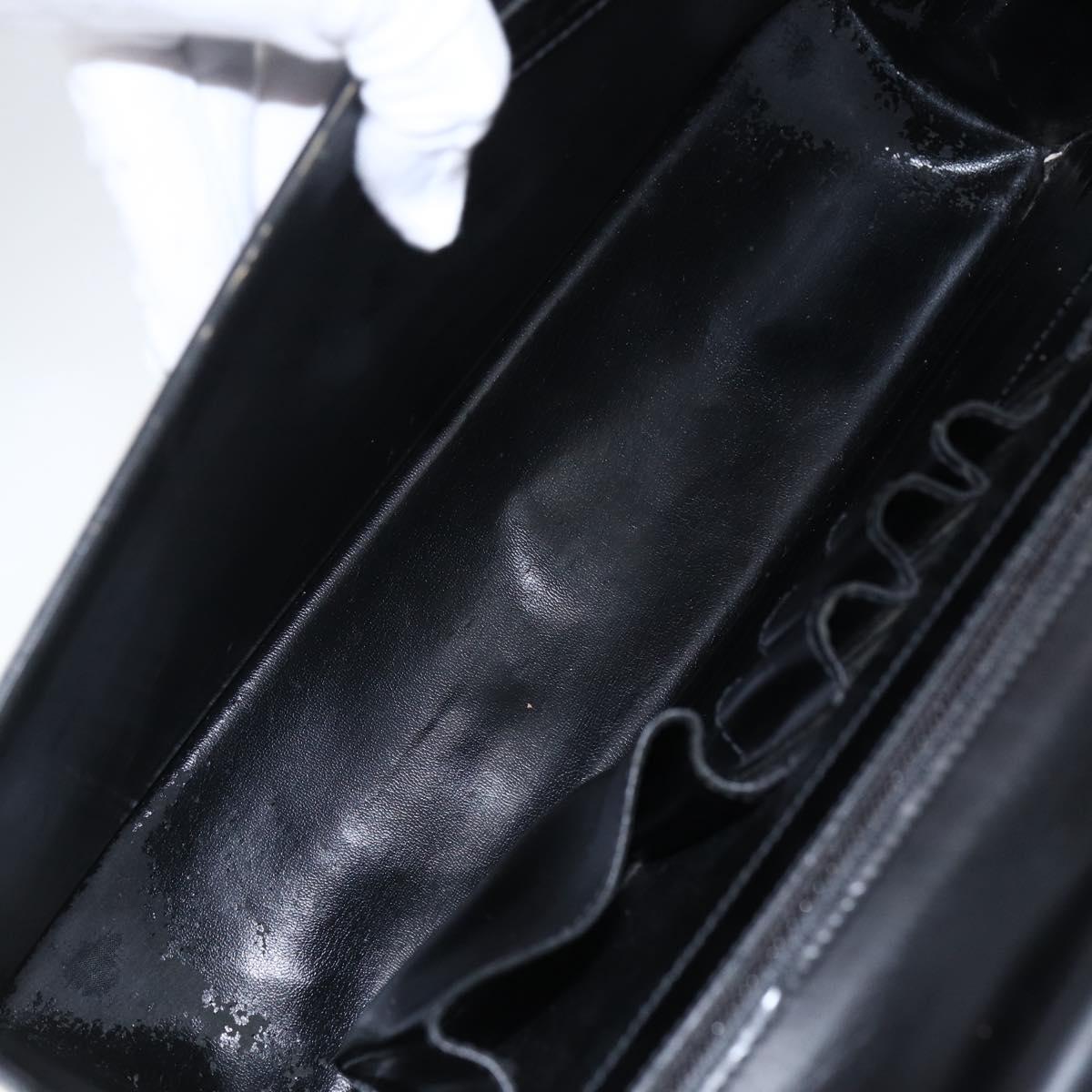 Salvatore Ferragamo Business Bag Leather Black Silver Auth bs32765