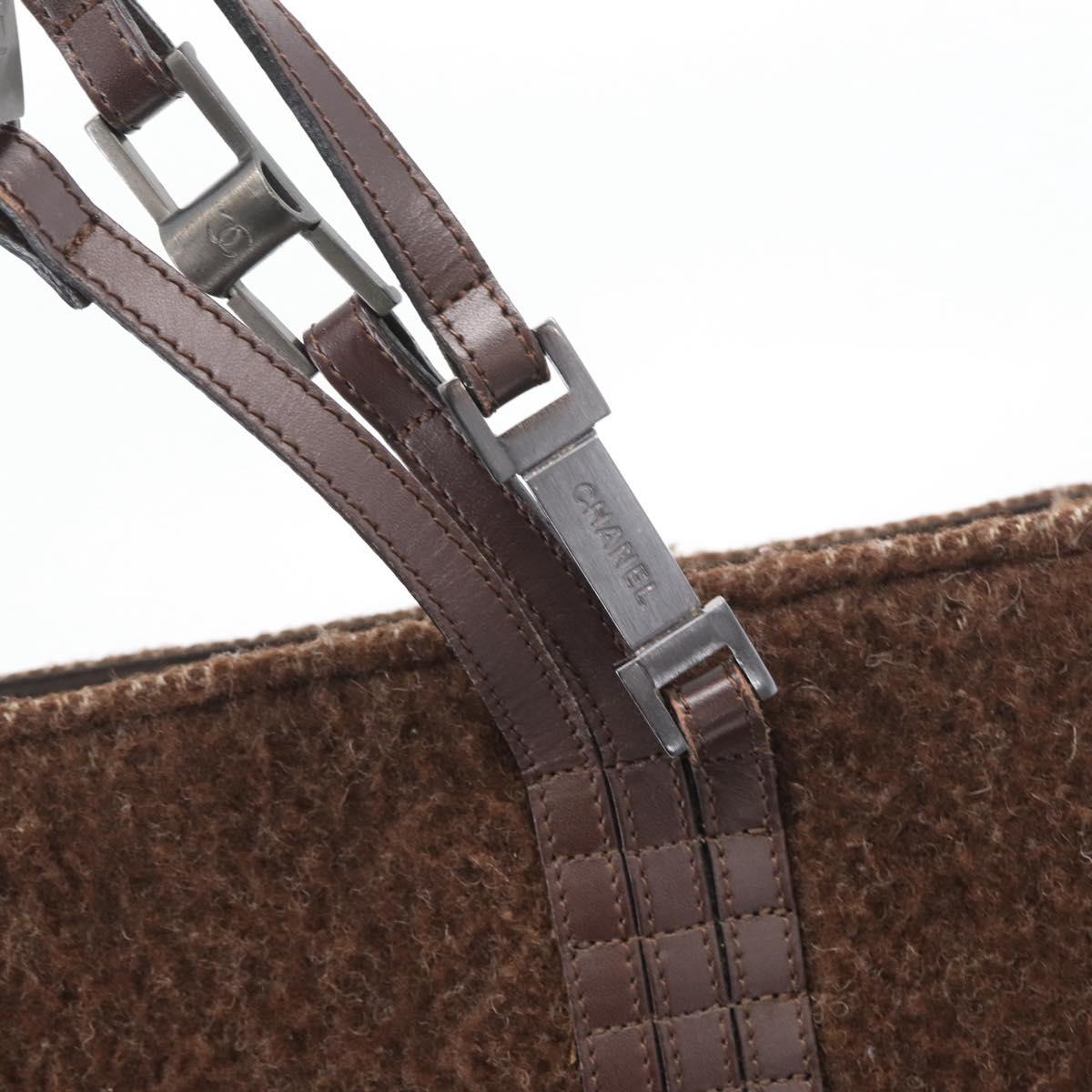CHANEL Tote Bag Mouton Brown CC Auth bs32769