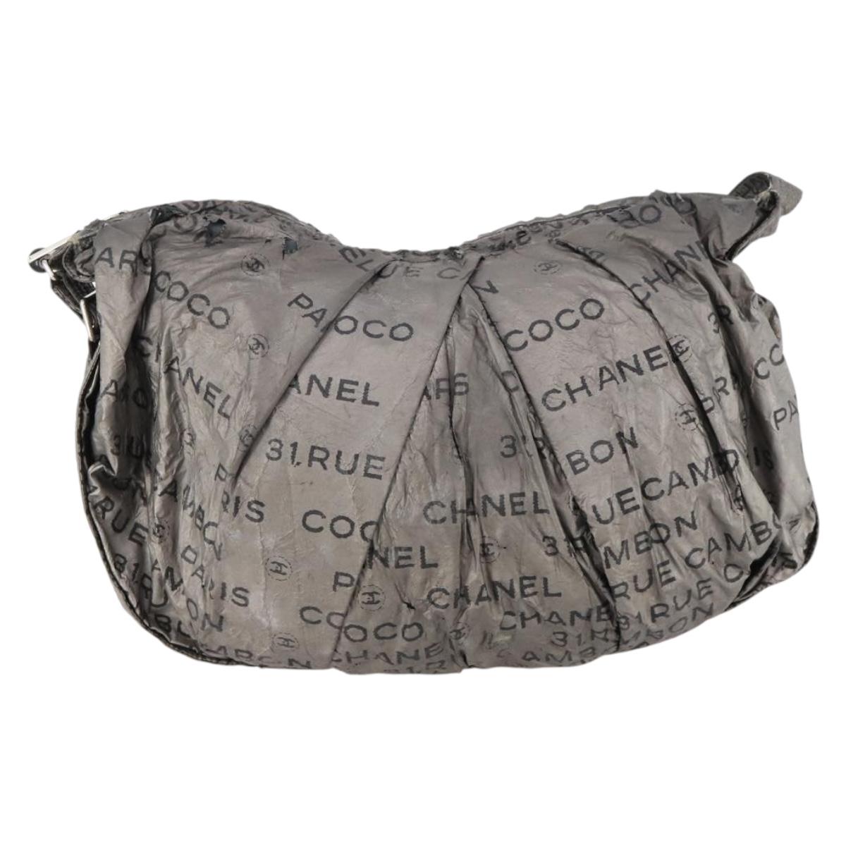 CHANEL Unlimited Shoulder Bag Coated Canvas Silver CC Auth bs32772