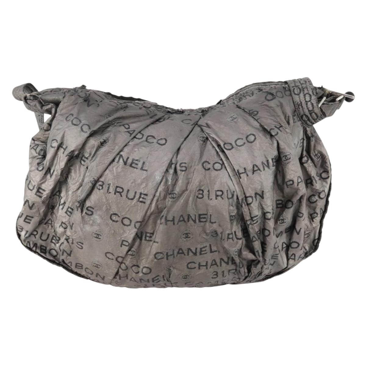 CHANEL Unlimited Shoulder Bag Coated Canvas Silver CC Auth bs32772