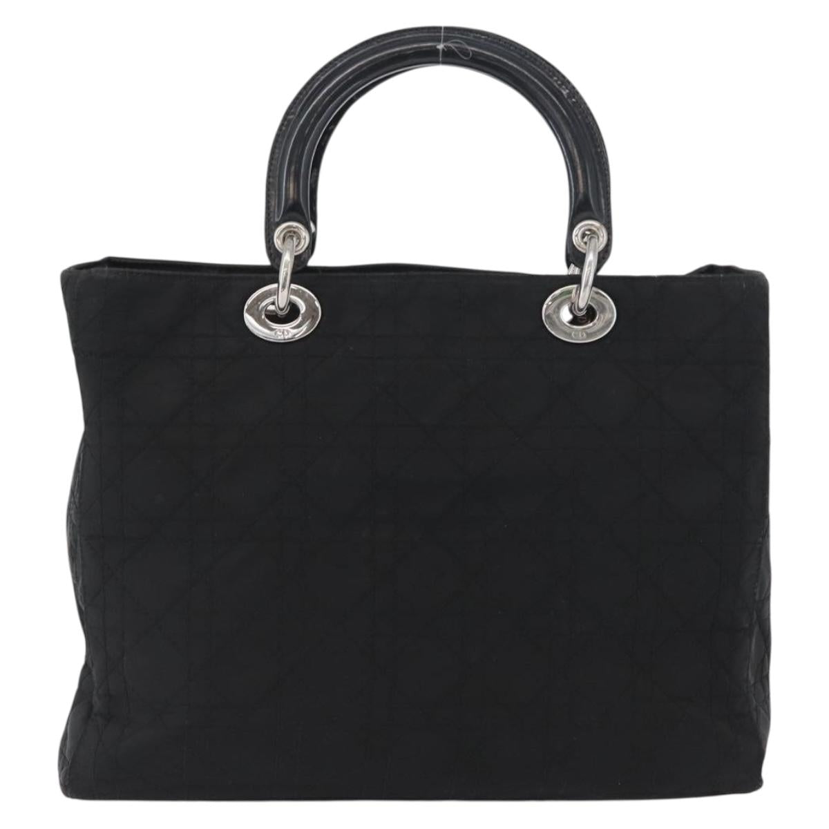 Christian Dior Canage Hand Bag Nylon Black Silver Auth bs32773