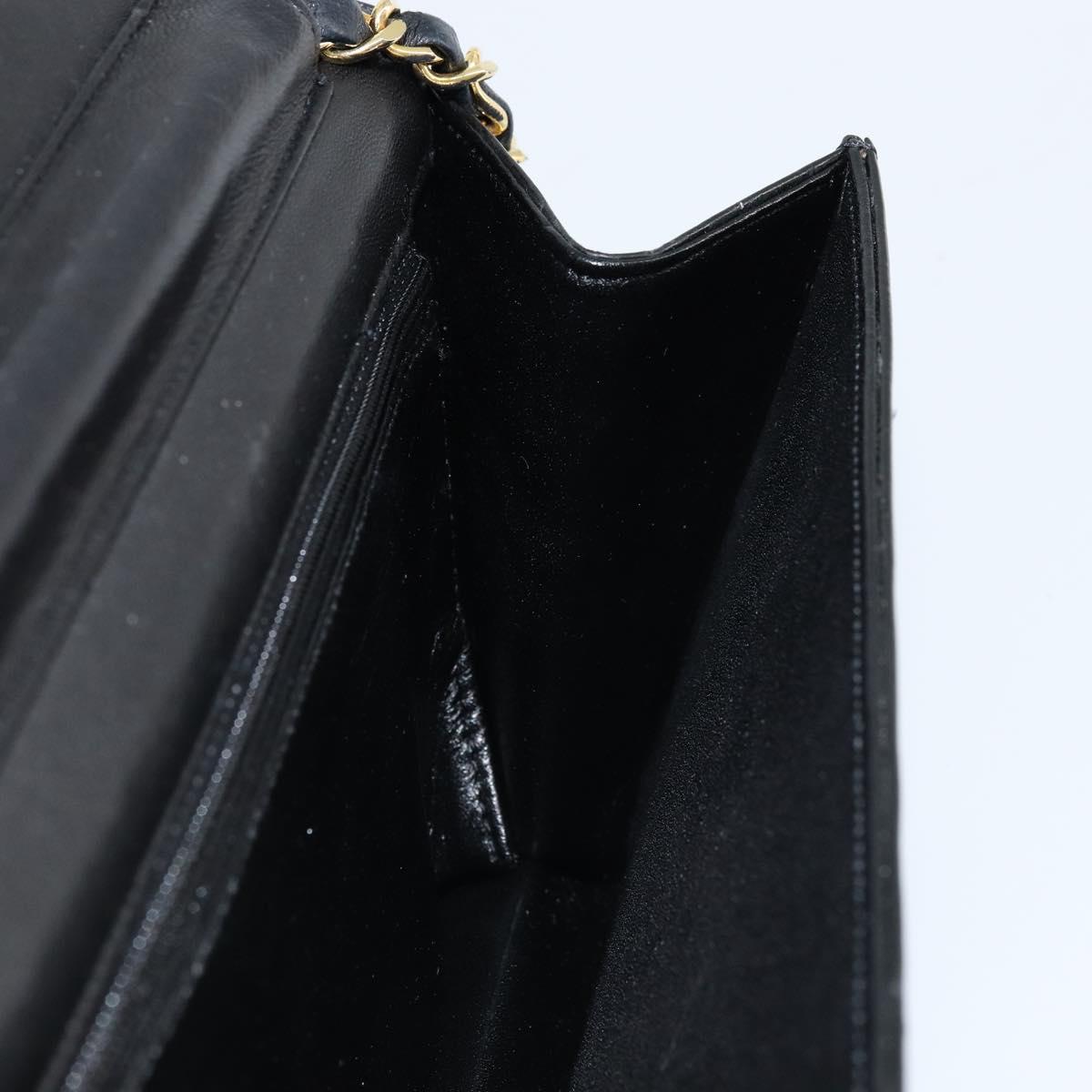 CHANEL Chain Shoulder Bag Patent leather Black Gold CC Auth bs32777