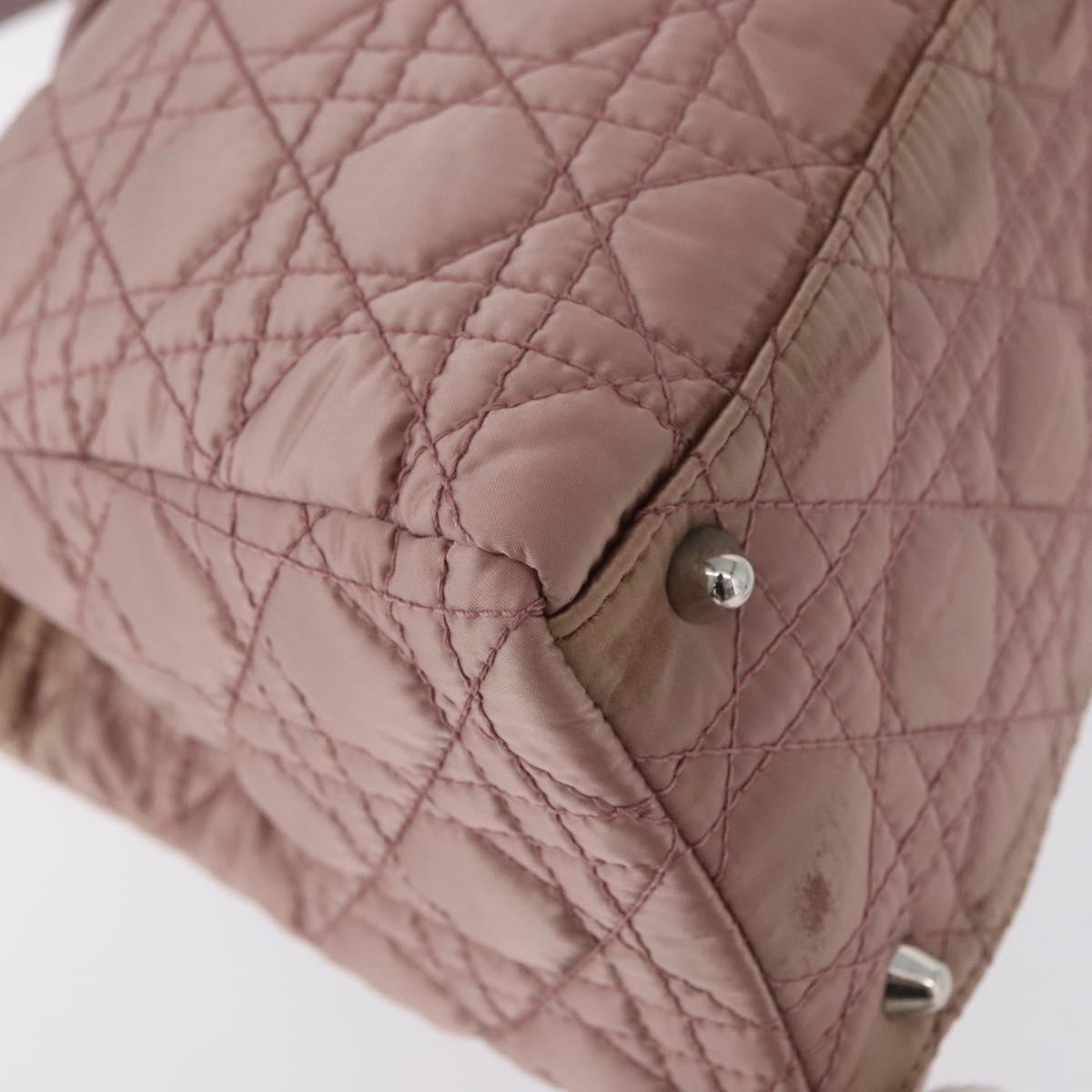 Christian Dior Canage Hand Bag Nylon Pink Silver Auth bs32778