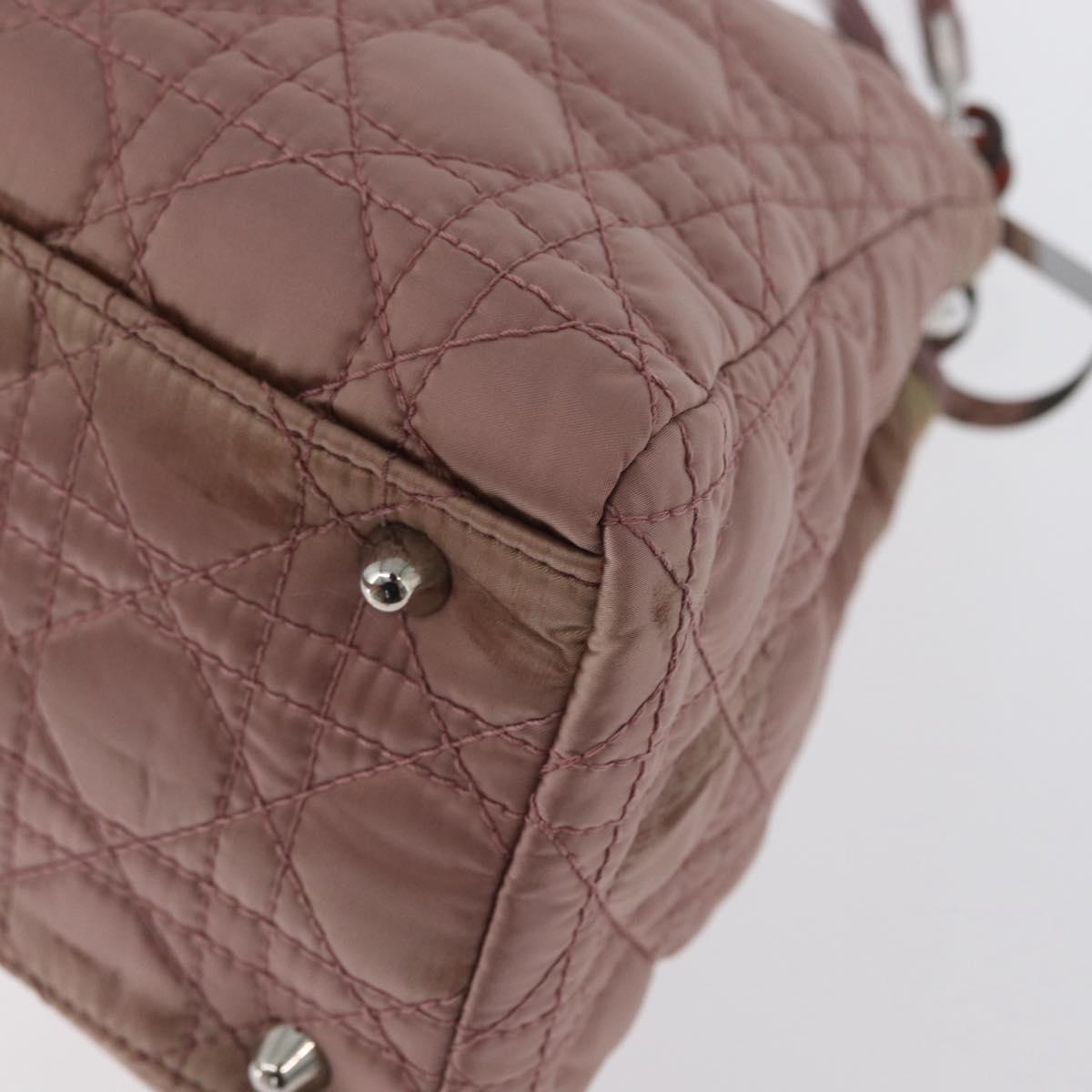 Christian Dior Canage Hand Bag Nylon Pink Silver Auth bs32778