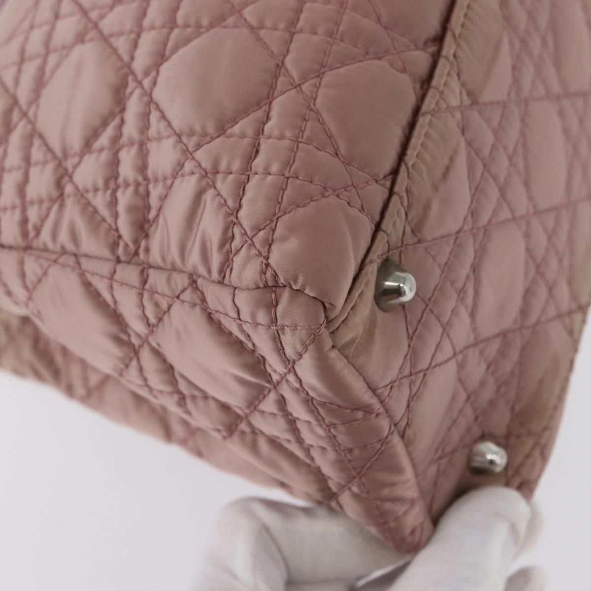 Christian Dior Canage Hand Bag Nylon Pink Silver Auth bs32778