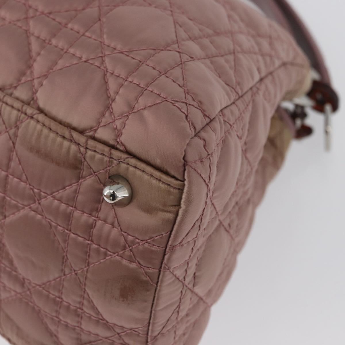 Christian Dior Canage Hand Bag Nylon Pink Silver Auth bs32778