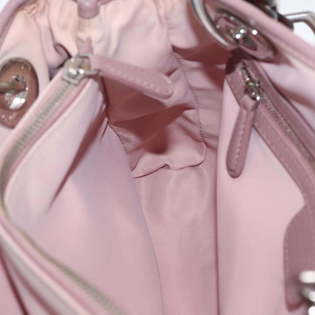 Christian Dior Canage Hand Bag Nylon Pink Silver Auth bs32778