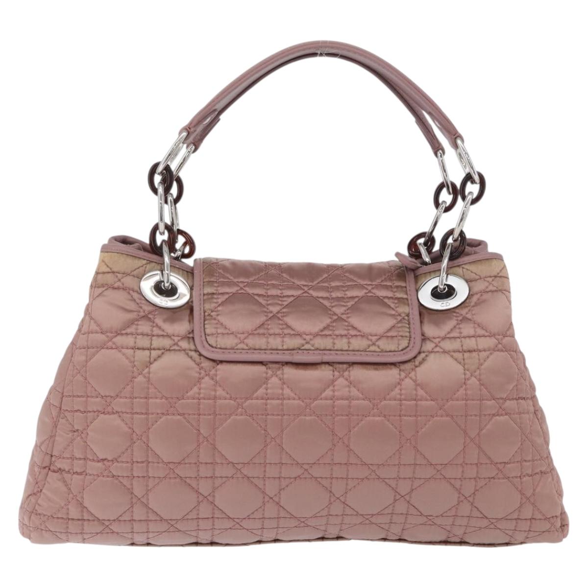 Christian Dior Canage Hand Bag Nylon Pink Silver Auth bs32778