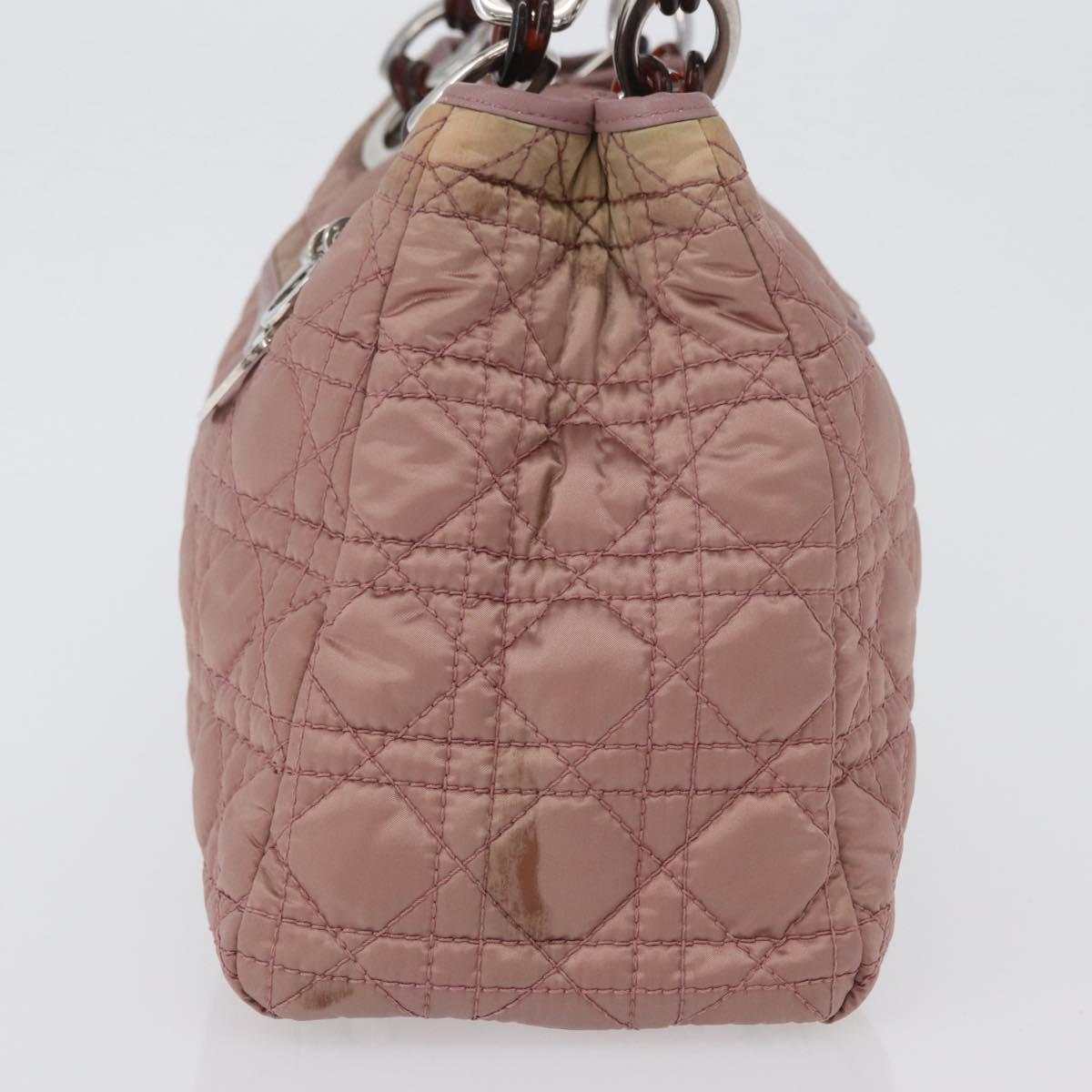 Christian Dior Canage Hand Bag Nylon Pink Silver Auth bs32778