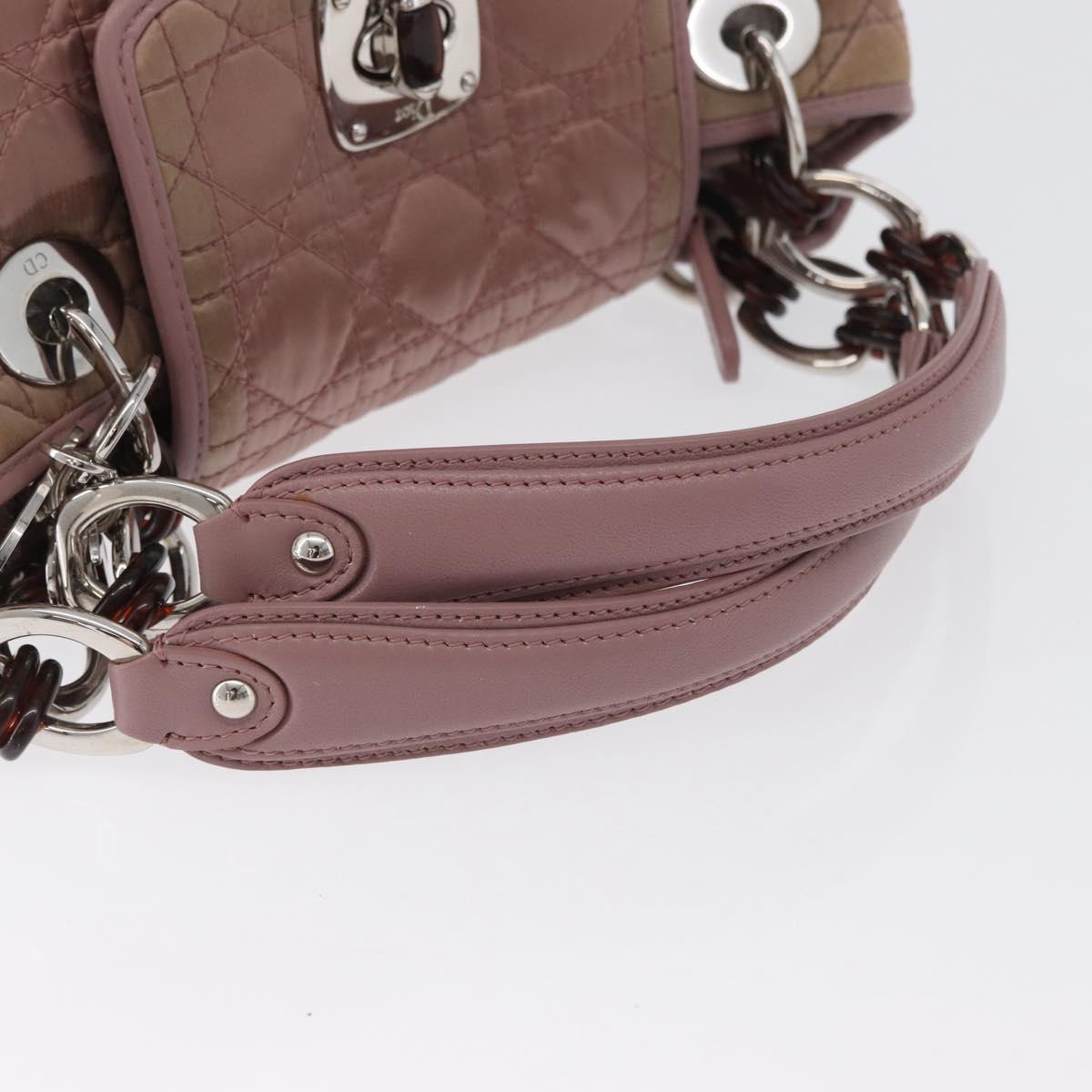 Christian Dior Canage Hand Bag Nylon Pink Silver Auth bs32778