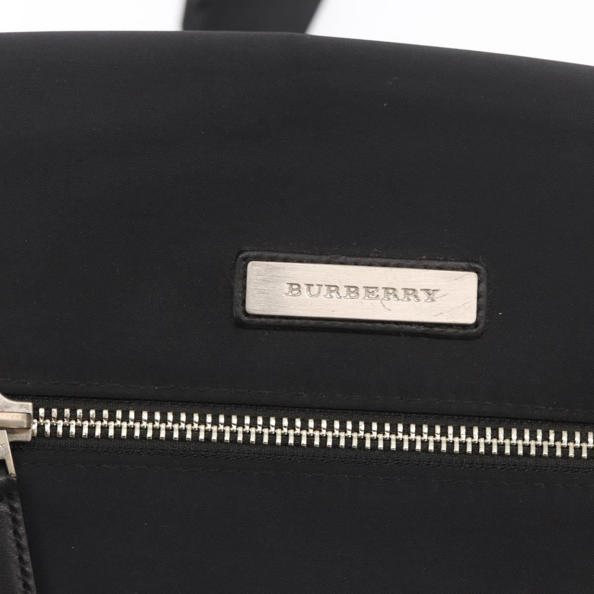 BURBERRY Shoulder Bag Nylon Black Silver Auth bs32780