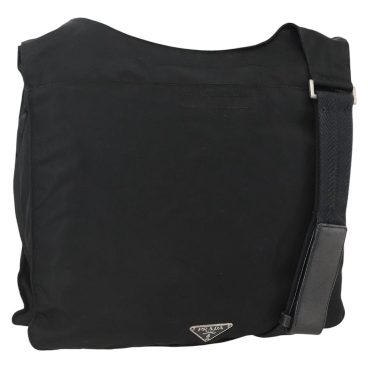 PRADA Shoulder Bag Nylon Black Silver Auth bs32787