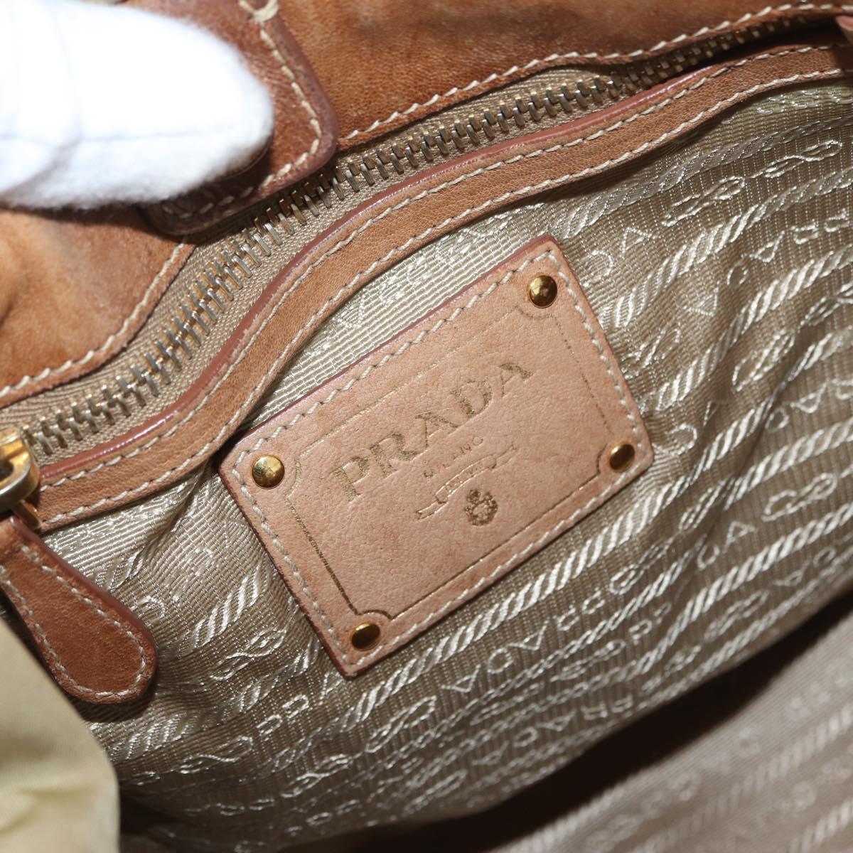PRADA Tote Bag Nylon Beige Gold Auth bs32789
