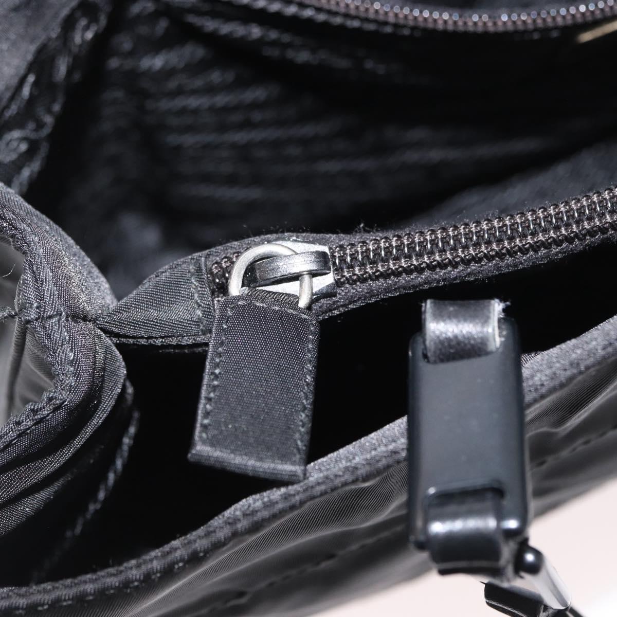 PRADA Tote Bag Nylon Black Silver Auth bs32790