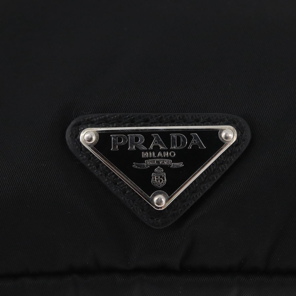 PRADA Pouch Nylon Black Silver Auth bs32791