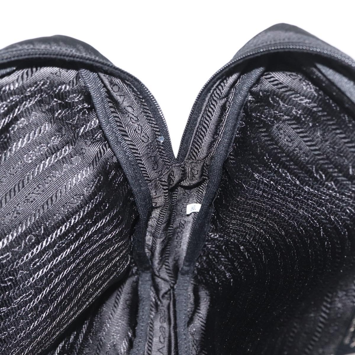 PRADA Pouch Nylon Black Silver Auth bs32791