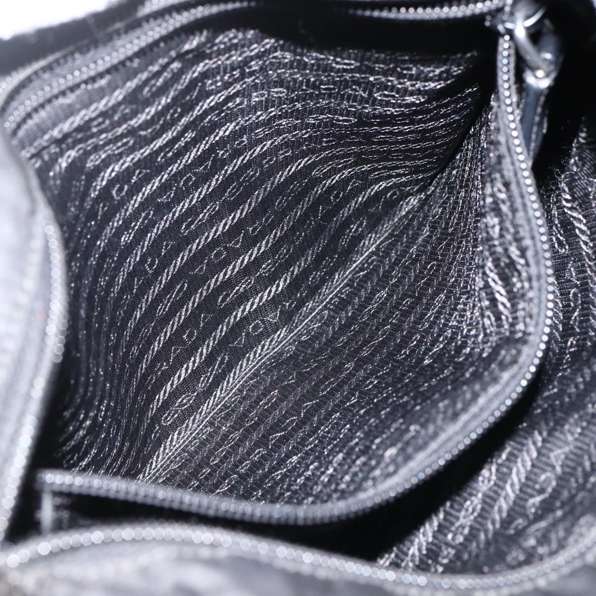 PRADA Shoulder Bag Nylon Black Silver Auth bs32792
