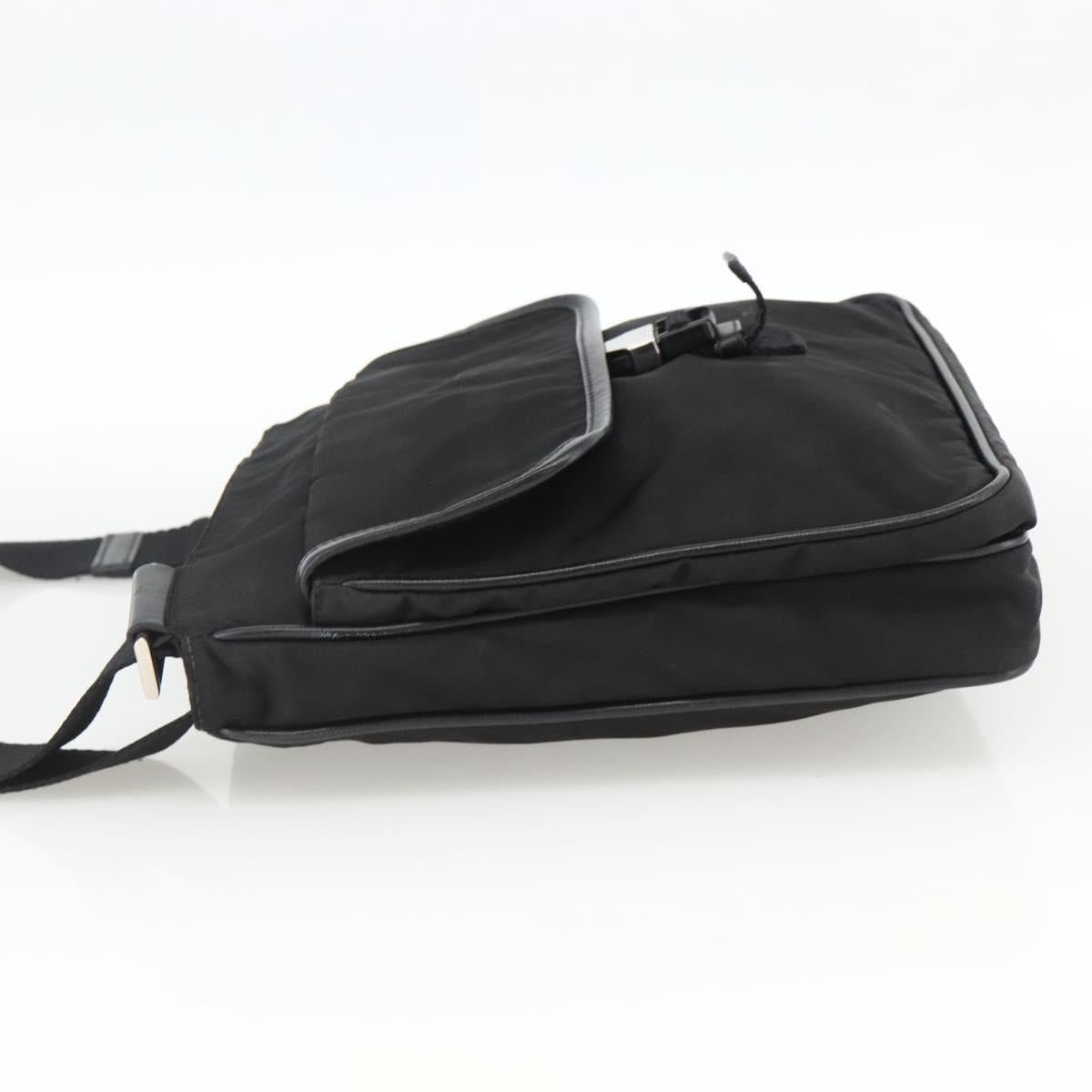 PRADA Shoulder Bag Nylon Black Silver Auth bs32792