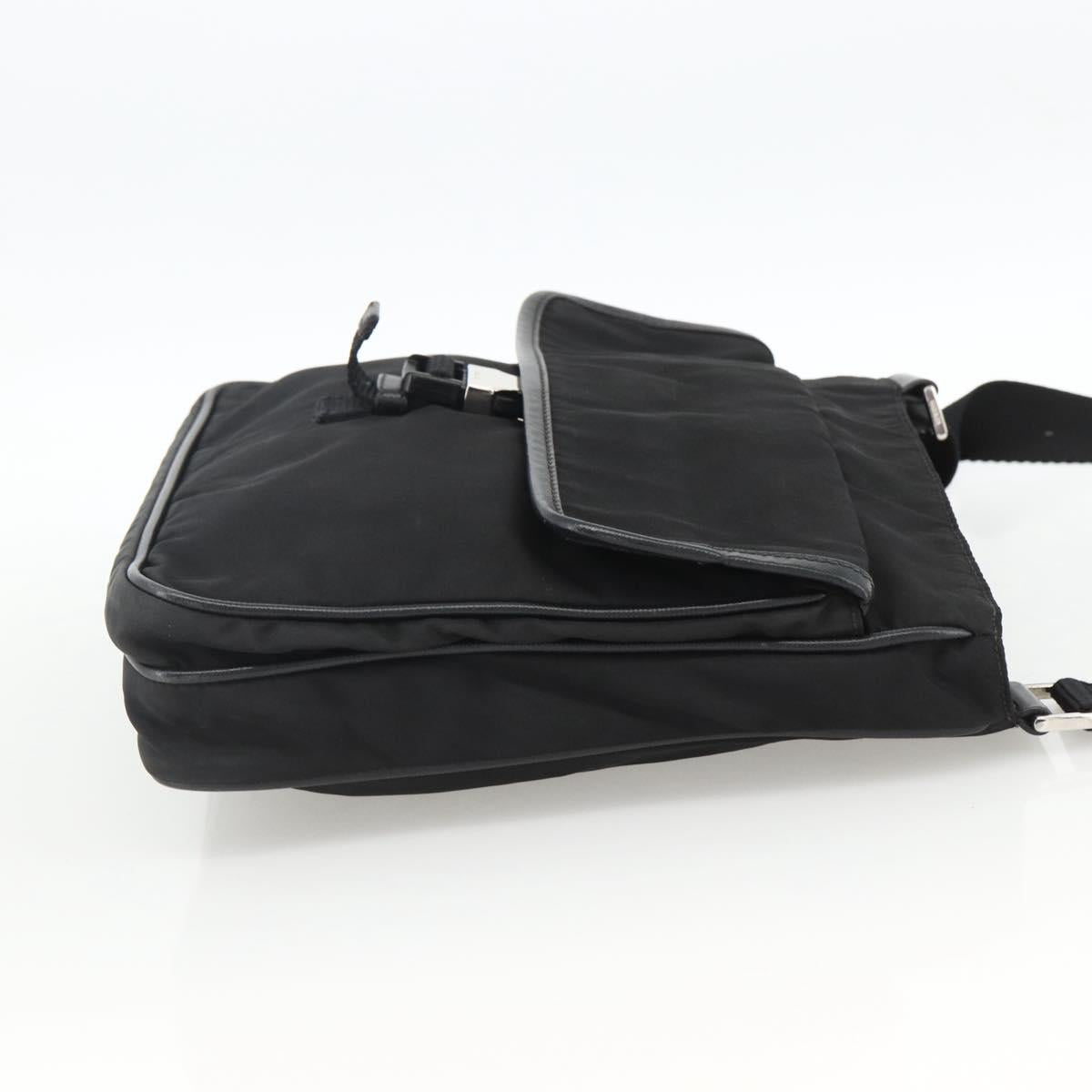 PRADA Shoulder Bag Nylon Black Silver Auth bs32792