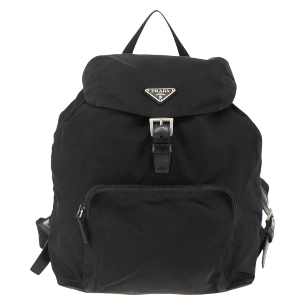 PRADA Backpack Nylon Black Silver Auth bs32793