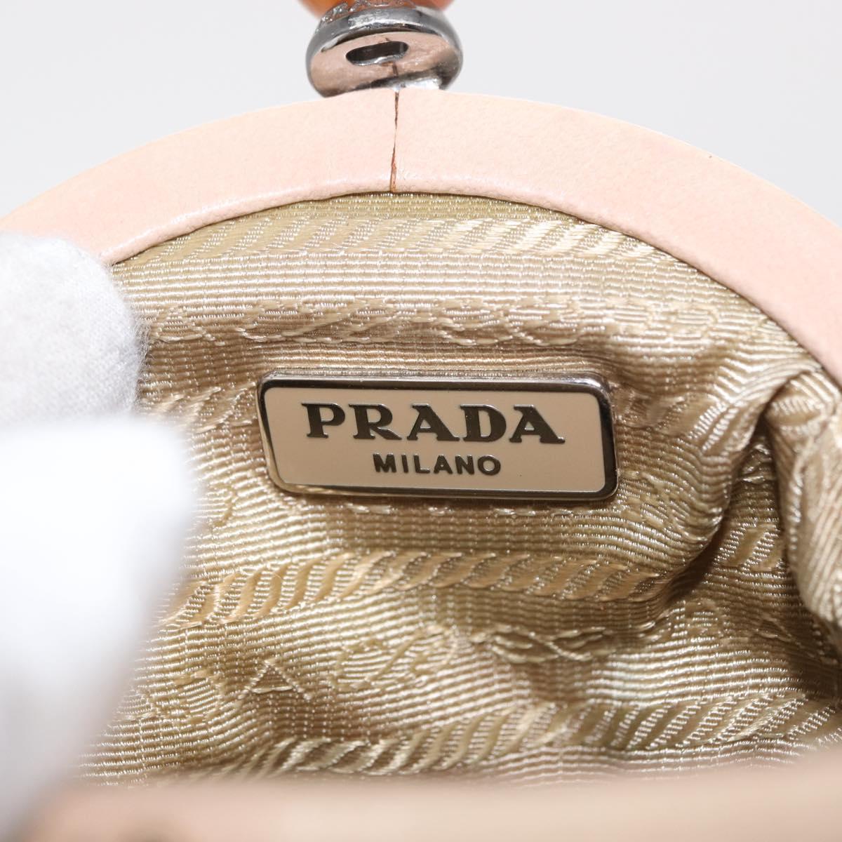 PRADA Pouch Leather Beige Auth bs32796
