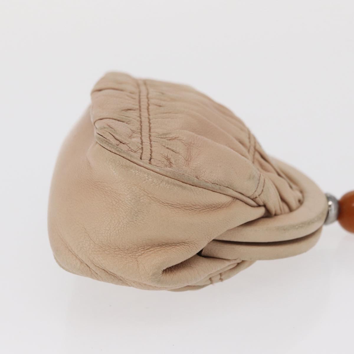 PRADA Pouch Leather Beige Auth bs32796