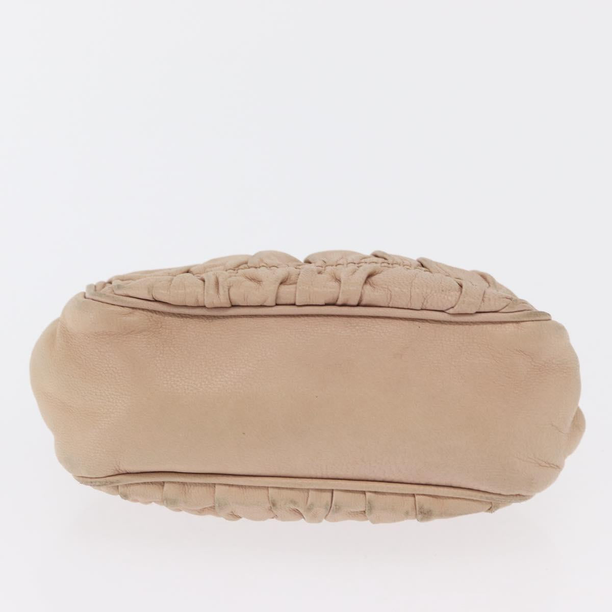 PRADA Pouch Leather Beige Auth bs32796