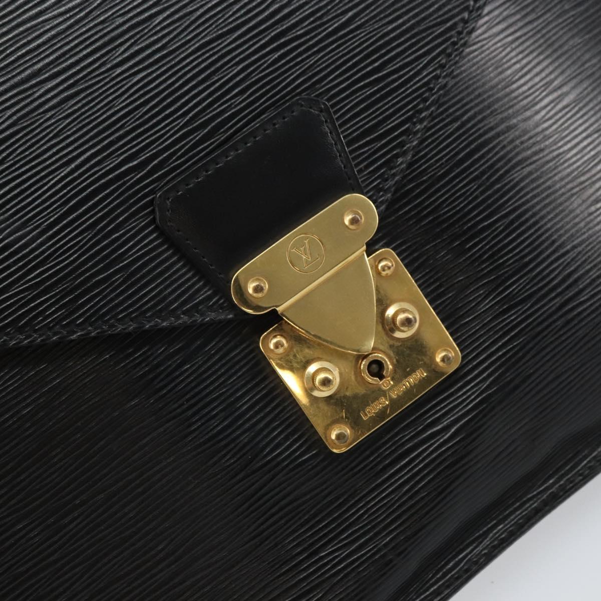 LOUIS VUITTON Epi Porte Documents繝ｻSenatur Briefcase Black M54452 Auth bs32800