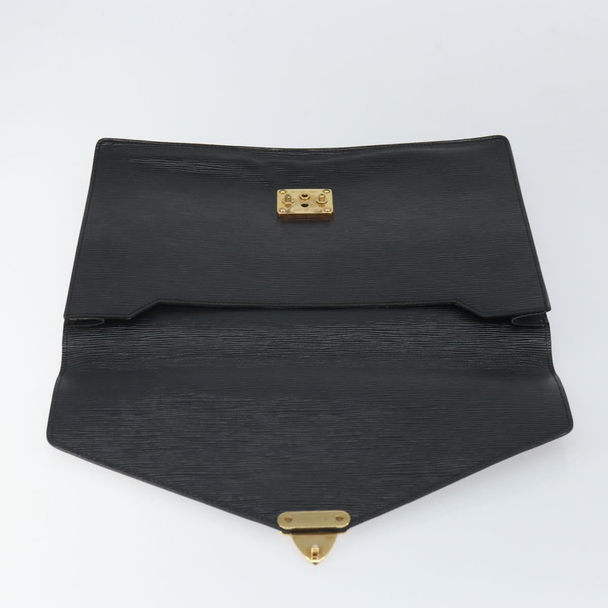 LOUIS VUITTON Epi Porte Documents繝ｻSenatur Briefcase Black M54452 Auth bs32800