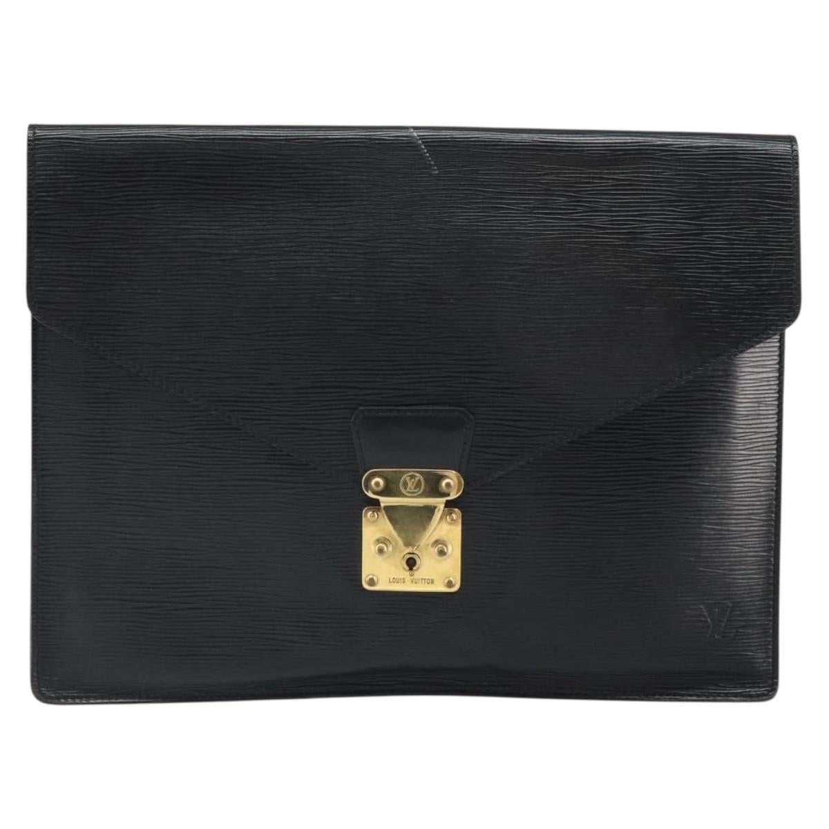 LOUIS VUITTON Epi Porte Documents繝ｻSenatur Briefcase Black M54452 Auth bs32800