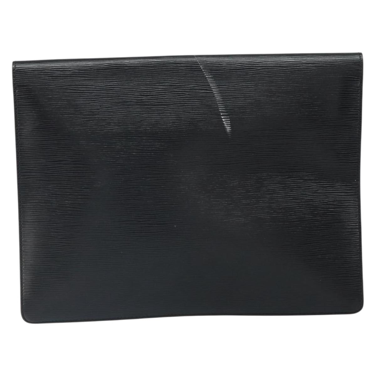 LOUIS VUITTON Epi Porte Documents繝ｻSenatur Briefcase Black M54452 Auth bs32800