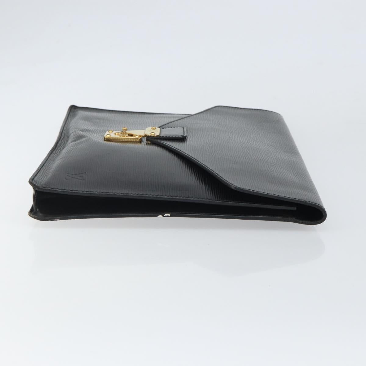 LOUIS VUITTON Epi Porte Documents繝ｻSenatur Briefcase Black M54452 Auth bs32800